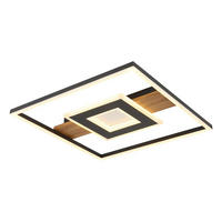 LED-DECKENLEUCHTE    37,8/37,8/5 cm  - Klar/Dunkelbraun, Natur, Kunststoff/Metall (37,8/37,8/5cm) - Globo