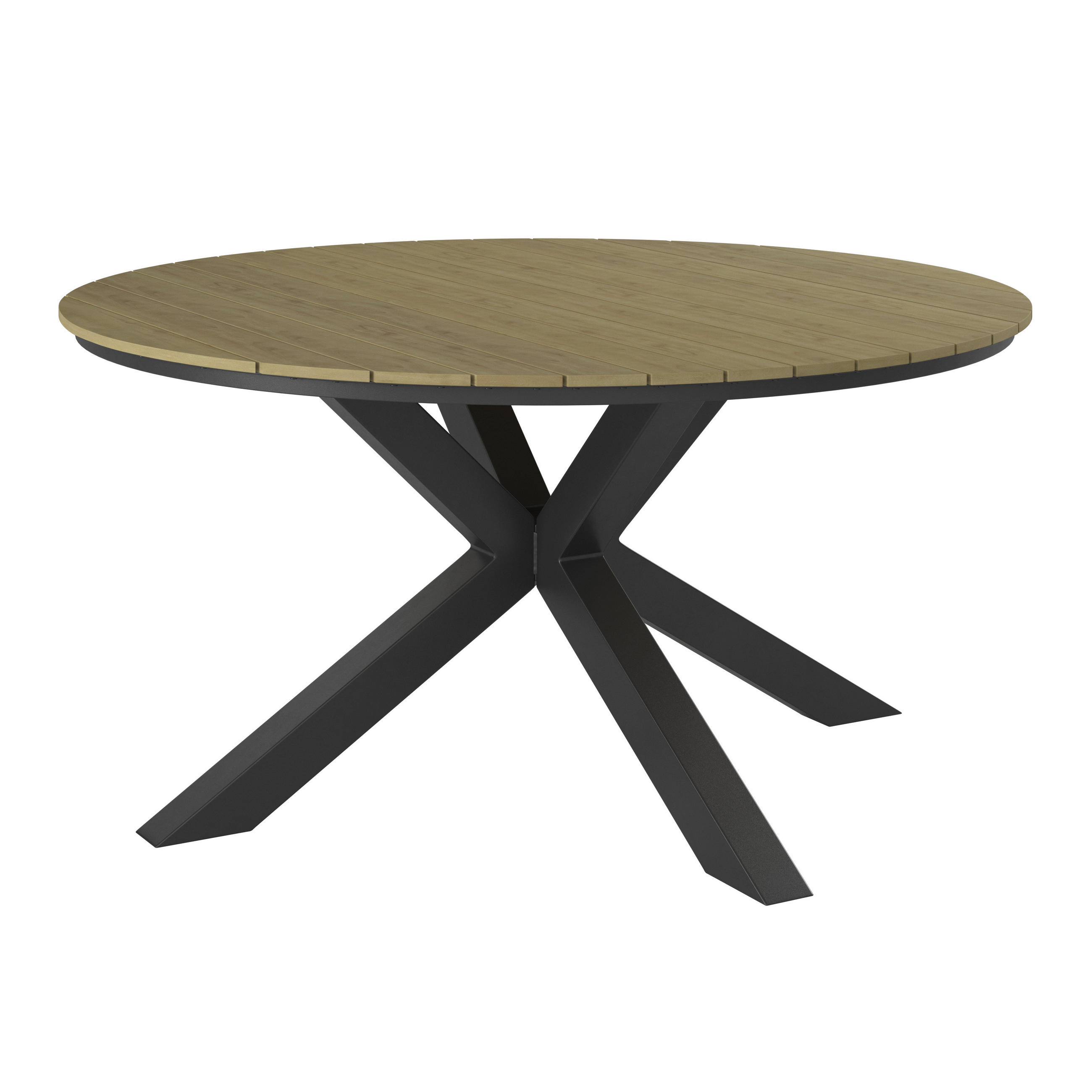 GARTENTISCH Metall, Kunststoff rund  - Dunkelgrau/Naturfarben, MODERN, Kunststoff/Metall (150/75/150cm) - Ambia Garden