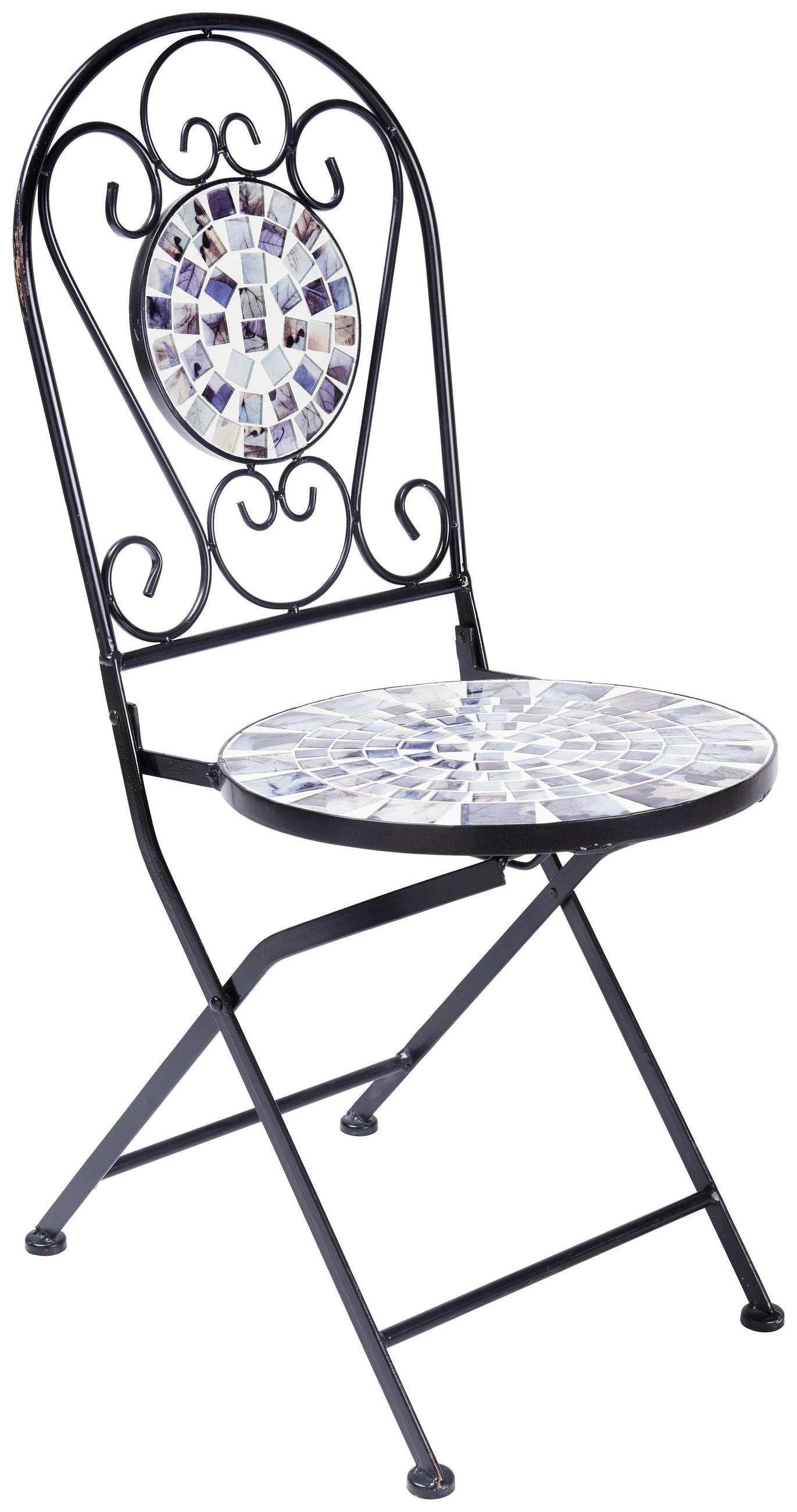 Gartensessel in Metall, Glas Blau, Schwarz