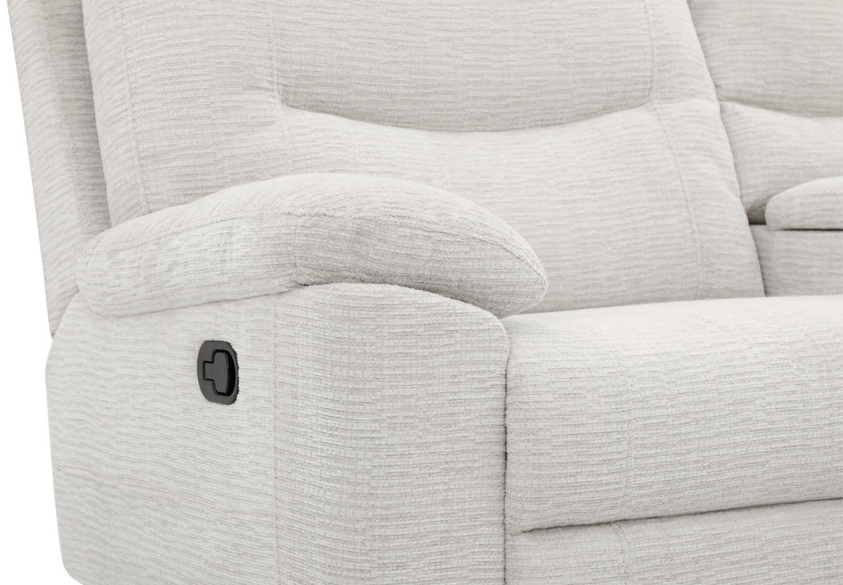 ECKSOFA Weiß Leinenoptik  - Schwarz/Weiß, KONVENTIONELL, Holz/Kunststoff (286/101/338cm) - Livetastic