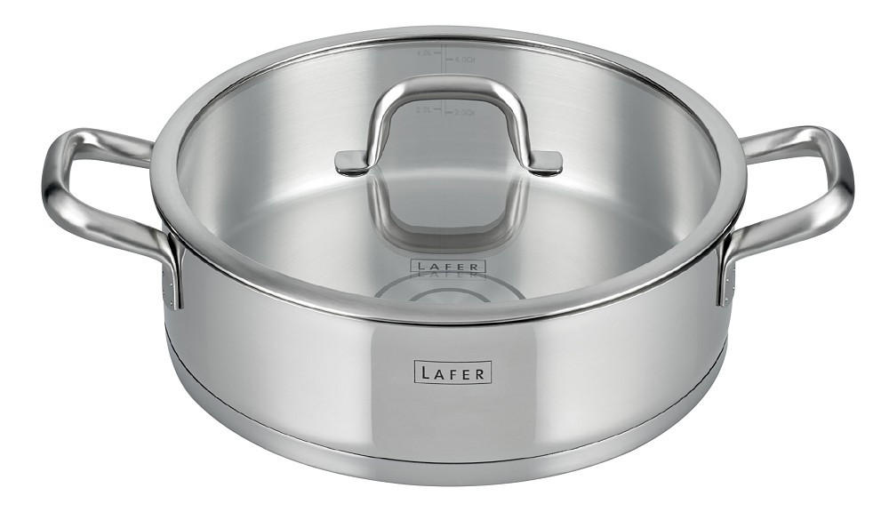 SERVIERPFANNE Lafer 28 cm  - Transparent/Silberfarben, Design, Glas/Metall (28cm) - Johann Lafer