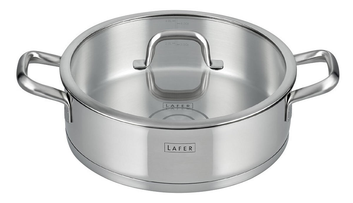 SERVIERPFANNE Lafer 28 cm  - Transparent/Silberfarben, Design, Glas/Metall (28cm) - Johann Lafer