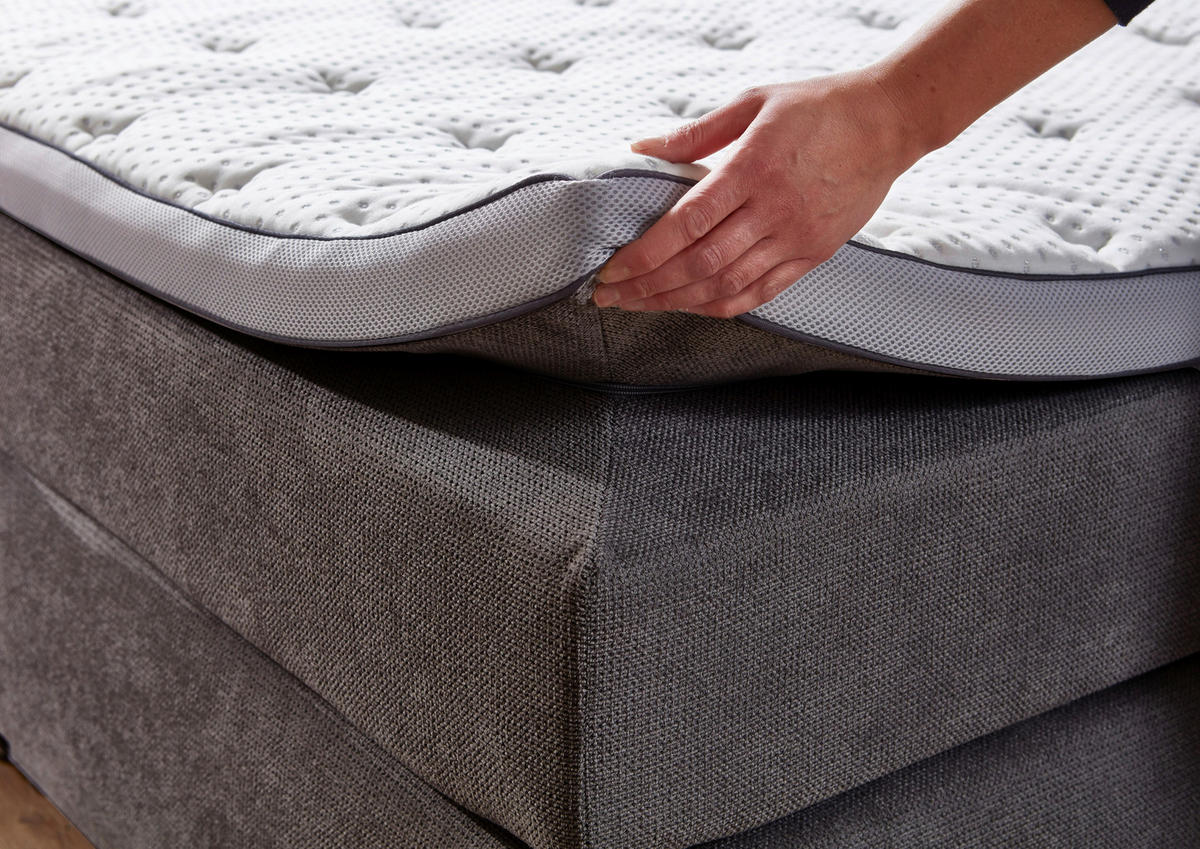 BOXSPRINGBETT 160/200 cm  in Taupe  - Taupe/Schwarz, Konventionell, Kunststoff/Textil (160/200cm) - Carryhome