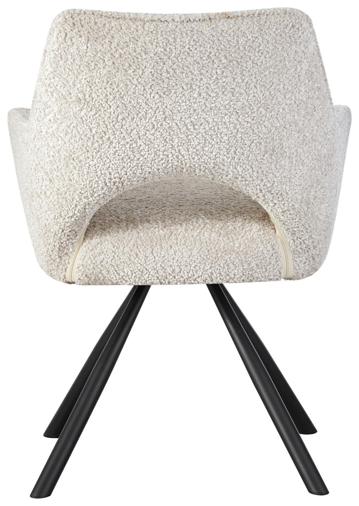 ARMLEHNSTUHL  in Eisen Teddystoff  - Perlmutt/Schwarz, Design, Textil/Metall (60/85/63cm) - Ambia Home
