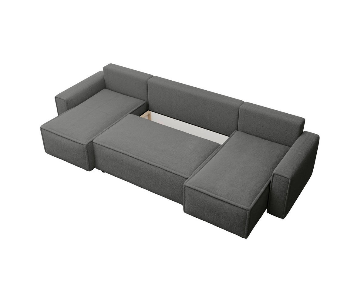 WOHNLANDSCHAFT Dunkelgrau Bouclé  - Dunkelgrau/Schwarz, MODERN, Kunststoff/Textil (140/305/140cm) - Carryhome