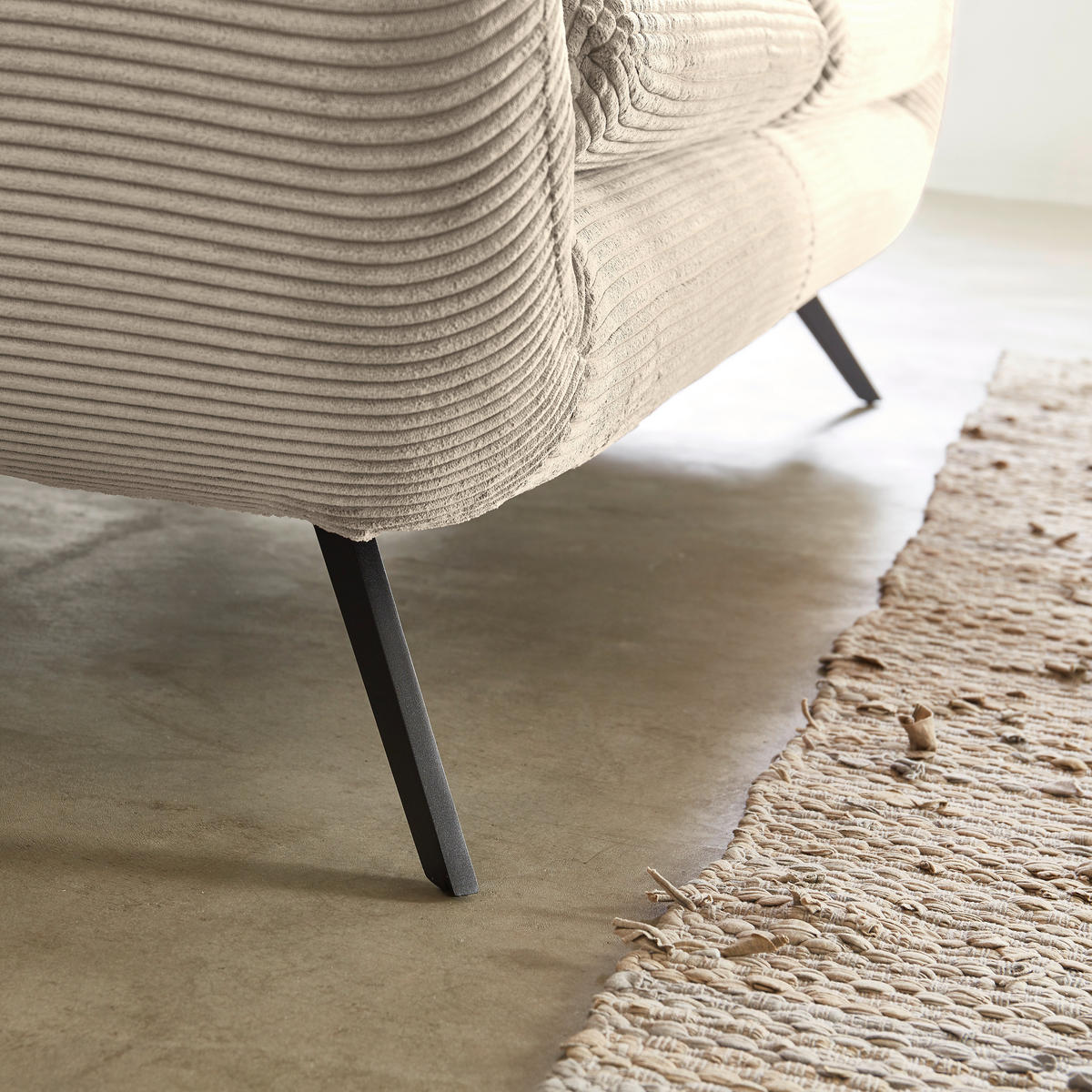 CHESTERFIELD-SOFA Cord Taupe  - Taupe/Schwarz, MODERN, Textil/Metall (160/94/95cm) - Pure Home Lifestyle