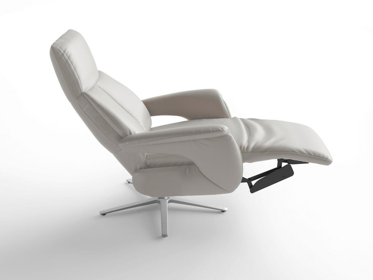 RELAXAČNÍ KŘESLO, kůže, světle šedá - barvy stříbra/světle šedá, Basics, kov/kůže (75/110/85cm) - Sit & More