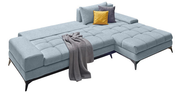 ECKSOFA in Webstoff Türkis  - Türkis/Schwarz, Design, Textil/Metall (315/212cm) - Carryhome