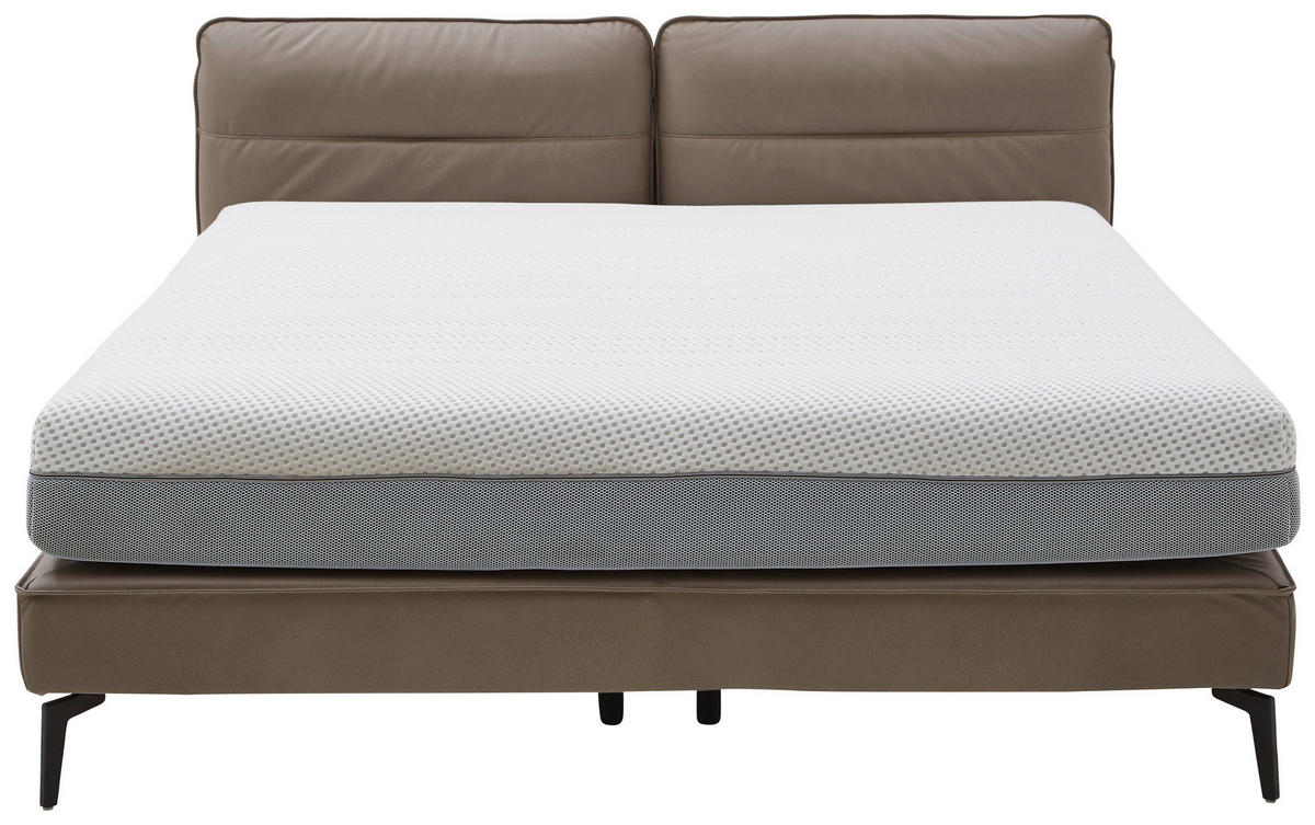 BOXSPRINGBETT 160/200 cm  in Hellbraun  - Hellbraun/Schwarz, Design, Textil/Metall (160/200cm) - Johann Jakob