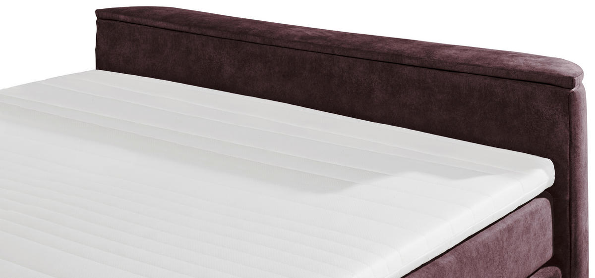BOXSPRINGBETT 180/200 cm,  in Aubergine, gepolstertes Kopfteil, Bettkasten, Topper, H2 + H2 = mittel  - Aubergine, MODERN, Holzwerkstoff/Kunststoff (180/200cm) - MID.YOU