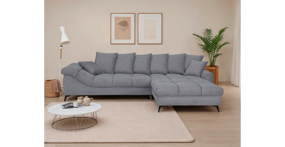 ECKSOFA Grau Cord Rückenkissen, Armlehnenkissen, Rücken echt  - Schwarz/Grau, KONVENTIONELL, Textil/Metall (332/231cm) - Carryhome
