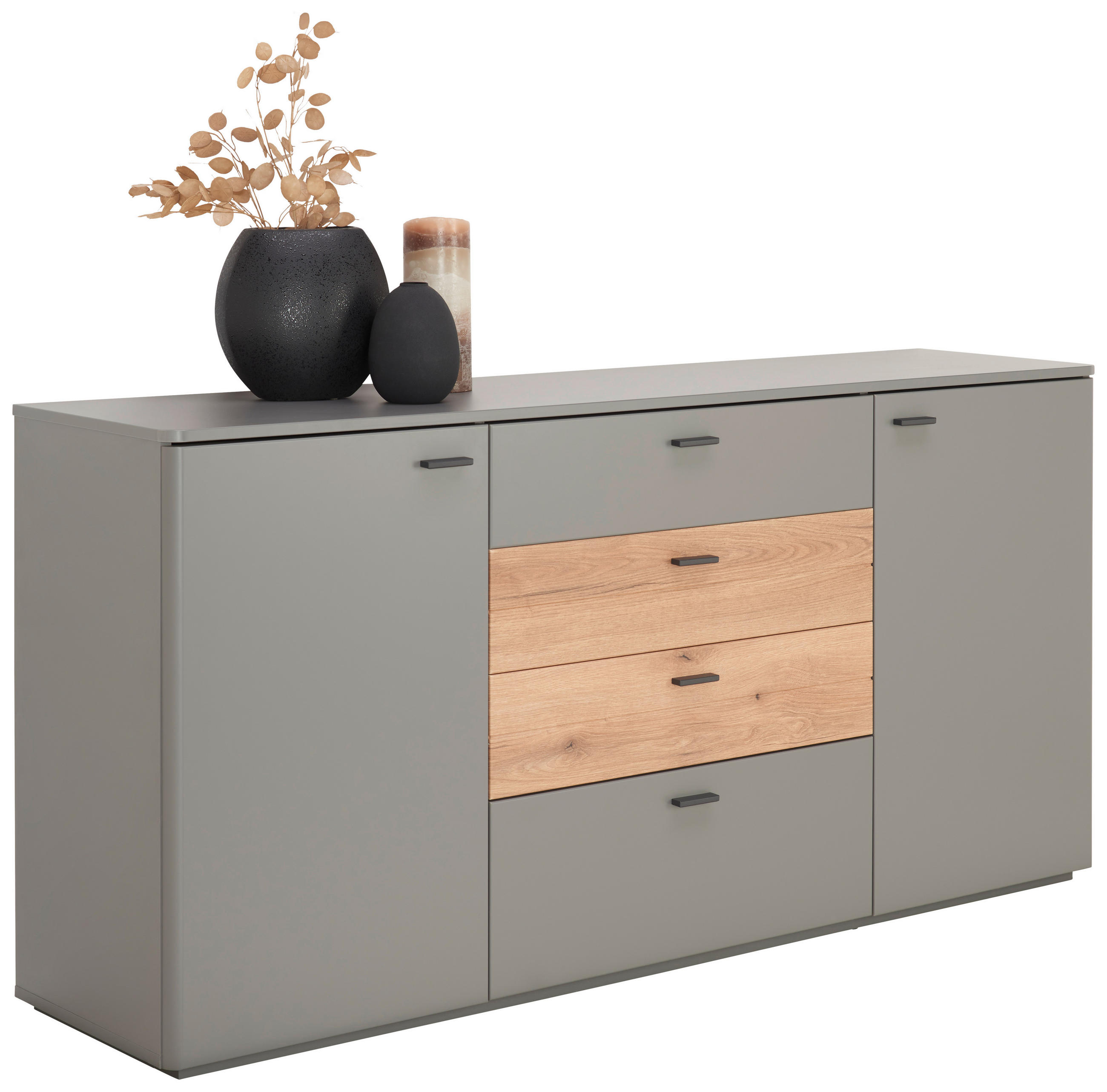 SIDEBOARD  172/83/43 cm 4 Schublade(n)  - Eichefarben/Schwarz, Design, Holzwerkstoff/Metall (172/83/43cm) - Stylife