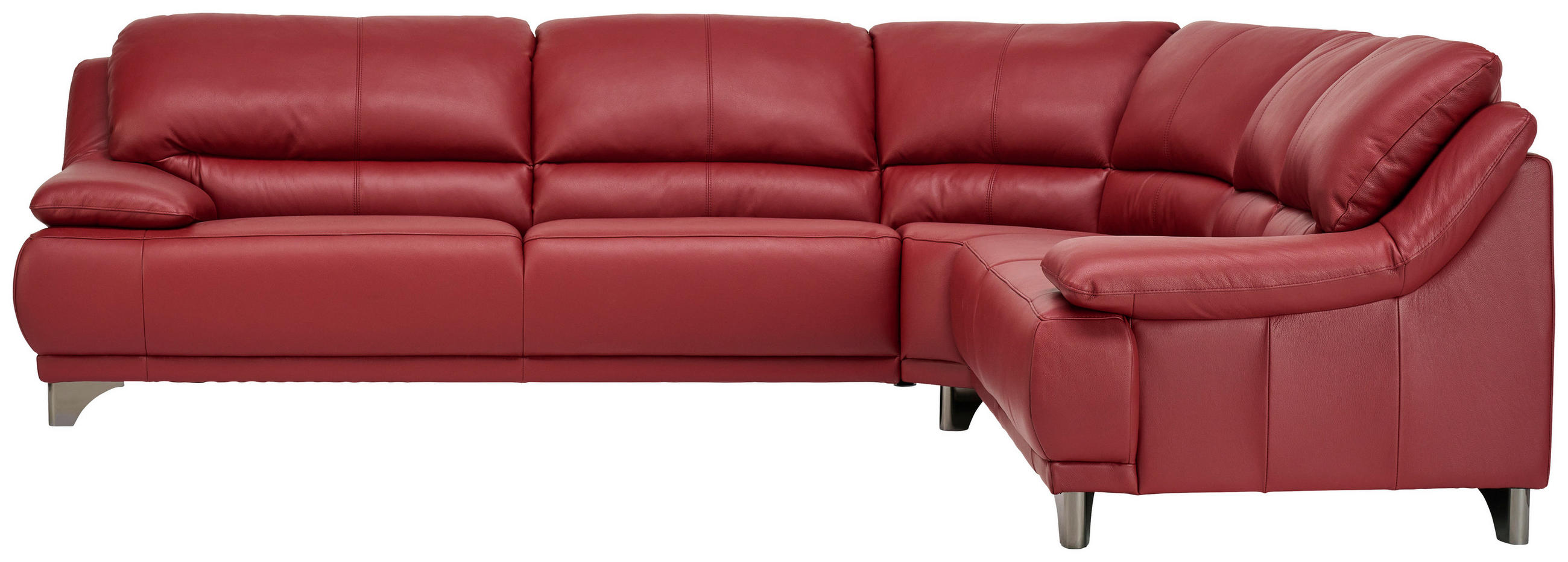 ECKSOFA Rot Echtleder  - Rot/Schwarz, Design, Leder/Metall (290/253cm) - Xora