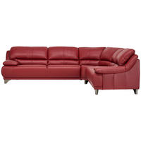 ECKSOFA Rot Echtleder  - Rot/Schwarz, Design, Leder/Metall (290/253cm) - Xora