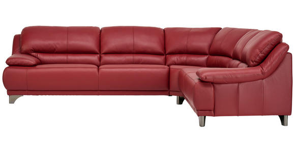 ECKSOFA Rot Echtleder  - Rot/Schwarz, Design, Leder/Metall (290/253cm) - Xora