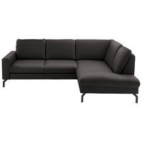 ECKSOFA in Echtleder Dunkelgrau  250/194 cm  - Dunkelgrau/Schwarz, Design, Leder/Metall (250/194cm) - Beldomo Premium