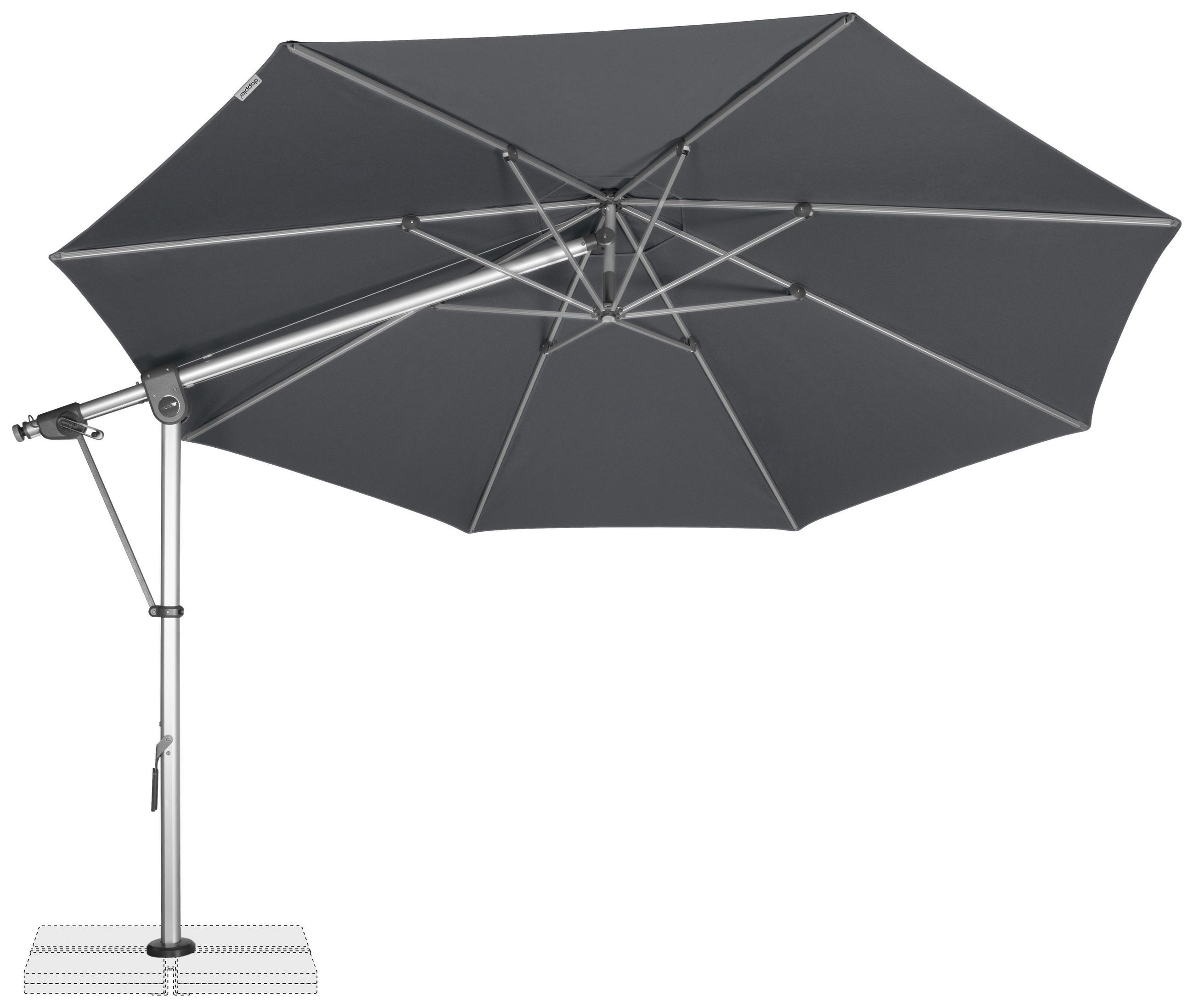 AMPELSCHIRM 350 cm Anthrazit  - Anthrazit/Silberfarben, Basics, Textil/Metall (350/350cm) - Doppler