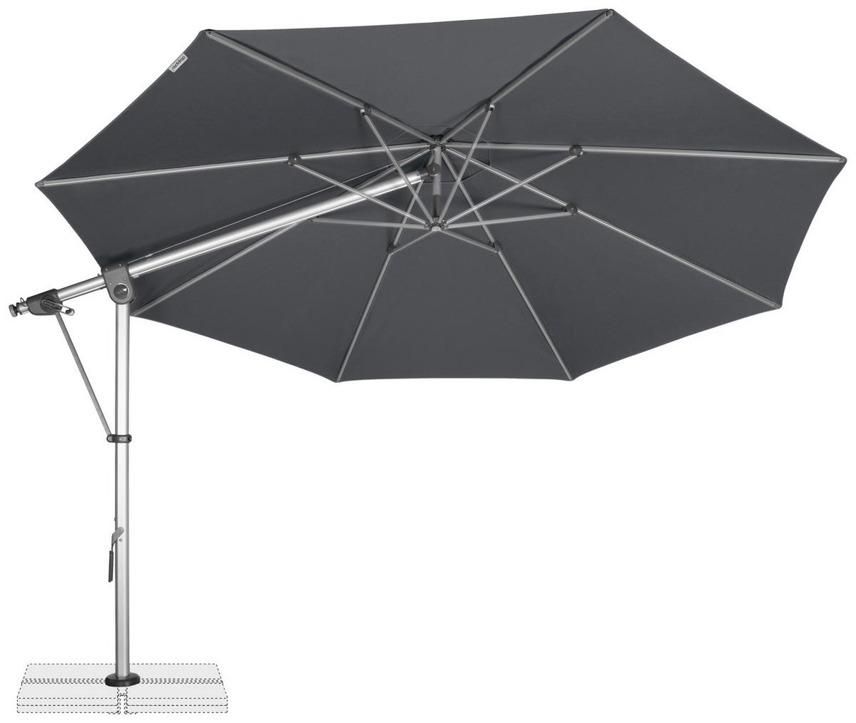 AMPELSCHIRM 350 cm Anthrazit  - Anthrazit/Silberfarben, Basics, Textil/Metall (350/350cm) - Doppler