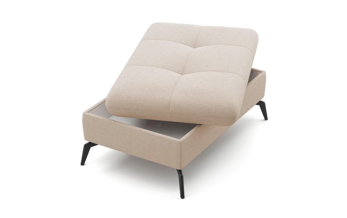 HOCKER in Textil Creme  - Creme/Schwarz, KONVENTIONELL, Textil/Metall (102/47/69cm) - Sit & More