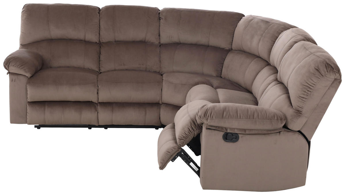 ECKSOFA Eckteil  Braun Samt  - Schwarz/Braun, KONVENTIONELL, Kunststoff/Textil (253/100/253cm) - P & B