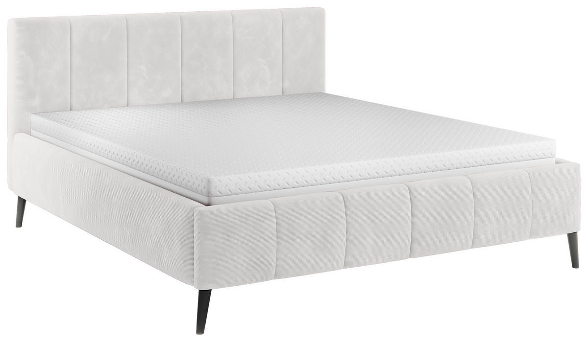 POLSTERBETT 180/200 cm  in Ecru  - Ecru/Schwarz, Trend, Holz/Textil (180/200cm) - home24