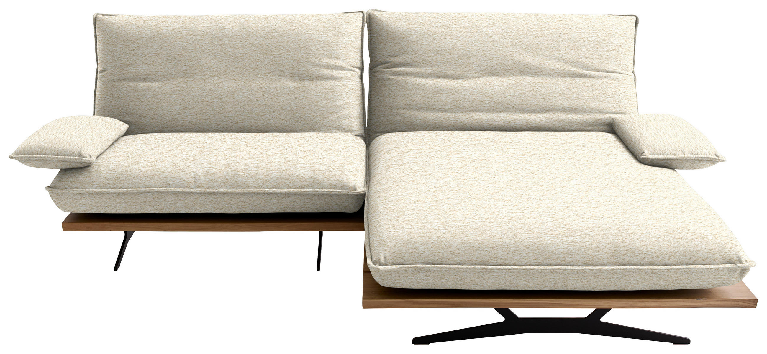ECKSOFA  in Chenille, Flachgewebe Beige, Wildeiche  284/161 cm  - Wildeiche/Beige, Design, Holz/Textil (284/161cm) - Koinor