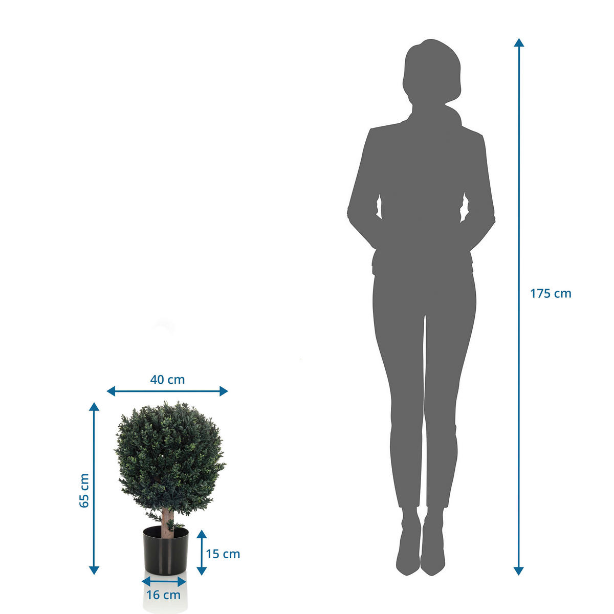 KUNSTPFLANZE Buchsbaum  - Schwarz/Braun, Basics, Kunststoff (40/65/40cm) - MID.YOU
