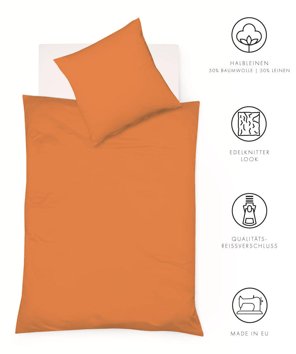 BETTWÄSCHE Provence Leinenoptik 155/220 cm  - Orange, Basics, Textil (155/220cm) - Fleuresse