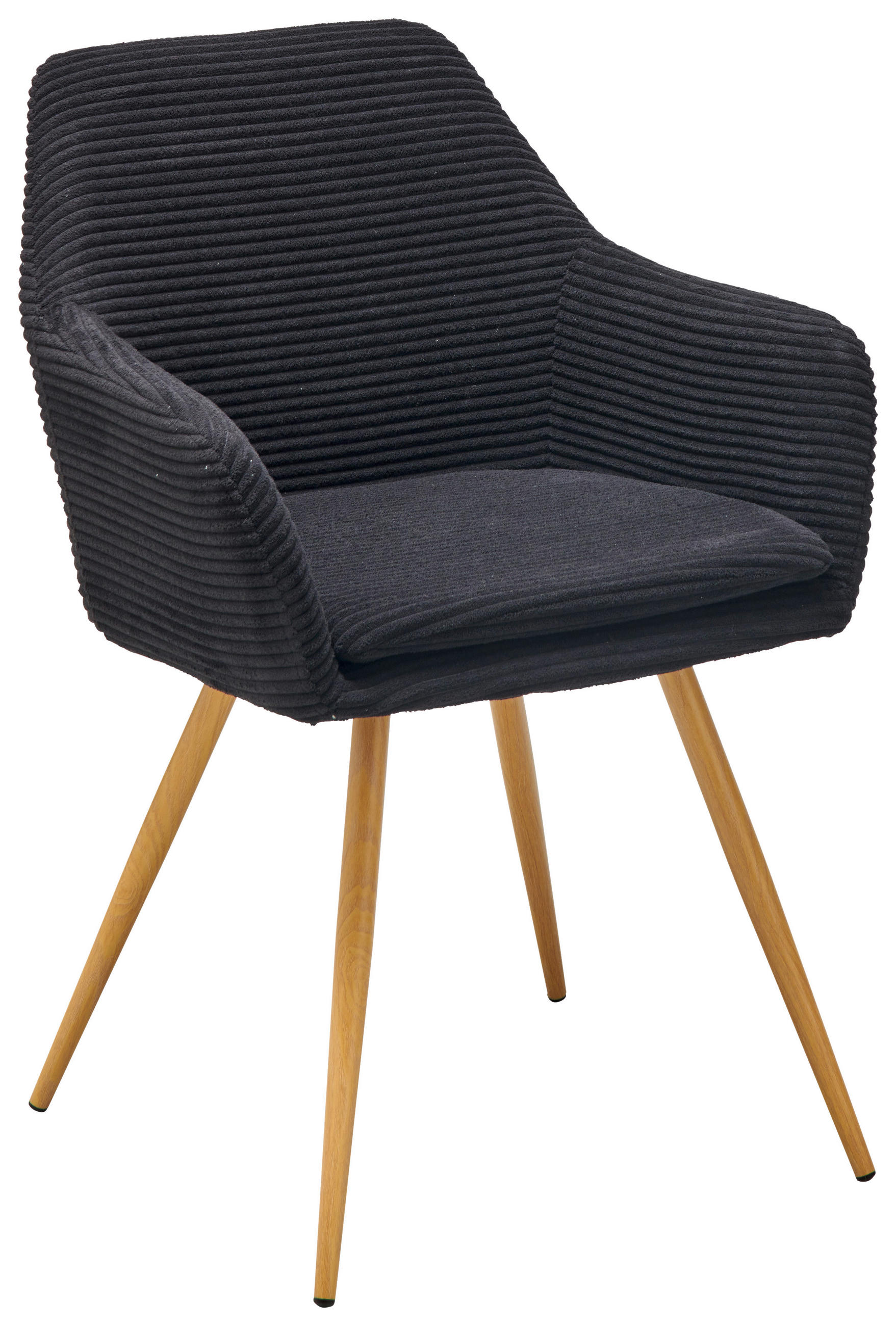ARMLEHNSTUHL  in Eisen Cord  - Schwarz/Naturfarben, LIFESTYLE, Textil/Metall (57/83/62cm) - MID.YOU