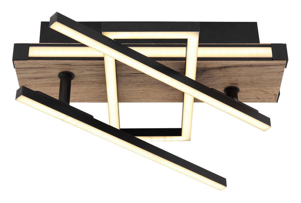 LED-DECKENLEUCHTE 30 W    68/46/12 cm  - Dunkelbraun/Opal, Design, Holzwerkstoff/Kunststoff (68/46/12cm) - Globo