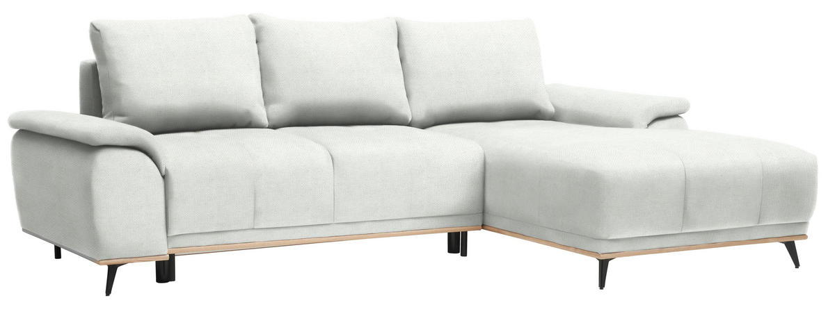 ECKSOFA in Struktur Grauweiss  - Schwarz/Grauweiss, Modern, Textil/Metall (262/168cm) - home24