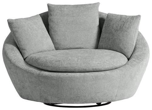 SESSEL in Chenille, Webstoff Grau  - Silberfarben/Schwarz, Modern, Kunststoff/Textil (130/80/112cm) - Trendmanufaktur