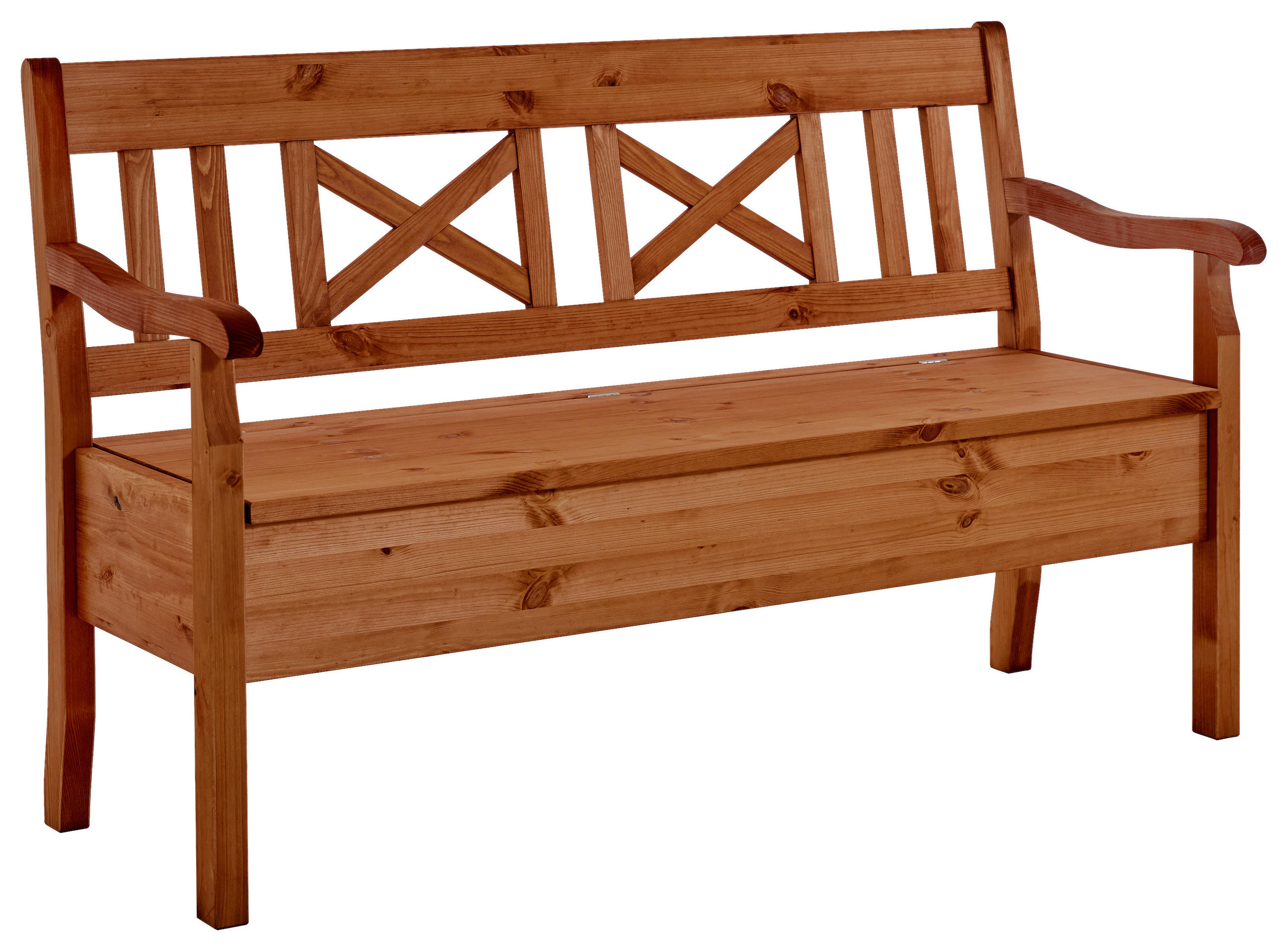 SITZBANK 148/93/58 cm Bernsteinfarben Kiefer massiv  - Bernsteinfarben, ROMANTIK / LANDHAUS, Holz (148/93/58cm) - Boxxx