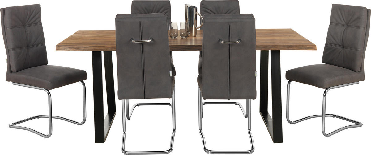 JEDILNA MIZA, masivno indijski rožni les črna, barve indijskega rožnega lesa  - črna/barve indijskega rožnega lesa, Trendi, kovina/les (200/76/100cm) - Carryhome