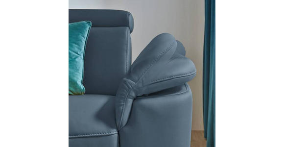 ECKSOFA in Echtleder Blau  - Blau/Schwarz, Design, Leder/Metall (239/289cm) - Cantus