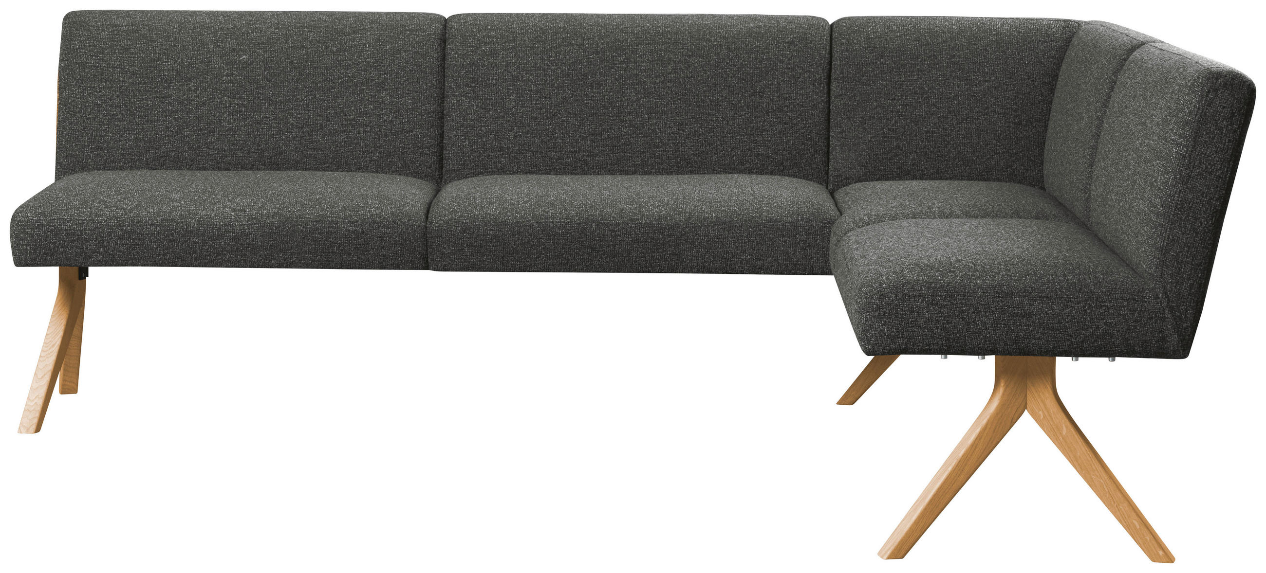 ECKBANK 218/172 cm Webstoff Dunkelgrau Eiche vollmassiv   - Eichefarben/Dunkelgrau, KONVENTIONELL, Holz/Textil (218/172cm) - Linea Natura