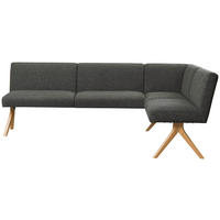 ECKBANK 218/172 cm Webstoff Dunkelgrau Eiche vollmassiv   - Eichefarben/Dunkelgrau, KONVENTIONELL, Holz/Textil (218/172cm) - Linea Natura