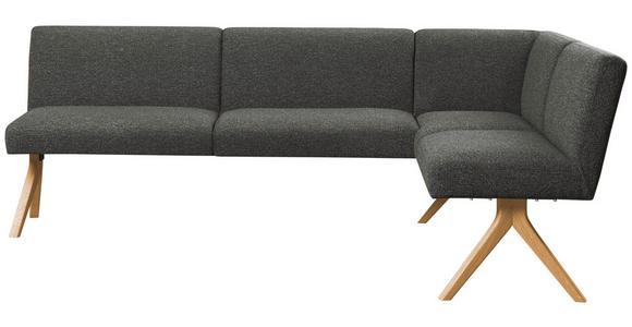 ECKBANK 218/172 cm Webstoff Dunkelgrau Eiche vollmassiv   - Eichefarben/Dunkelgrau, KONVENTIONELL, Holz/Textil (218/172cm) - Linea Natura