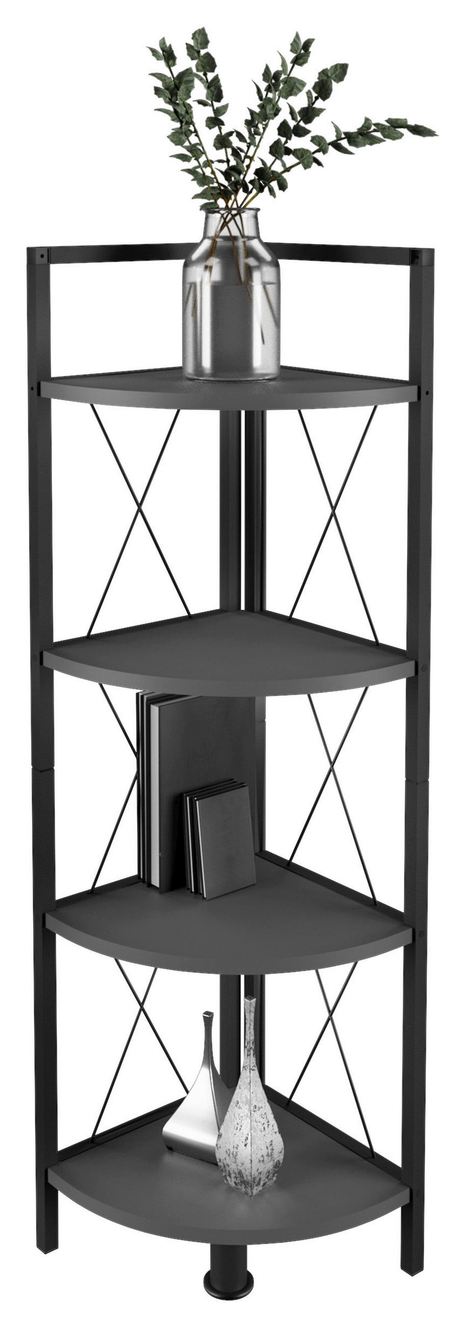 ECKREGAL 34/123/34 cm Anthrazit, Schwarz  - Anthrazit/Schwarz, Design, Holzwerkstoff/Metall (34/123/34cm) - MID.YOU