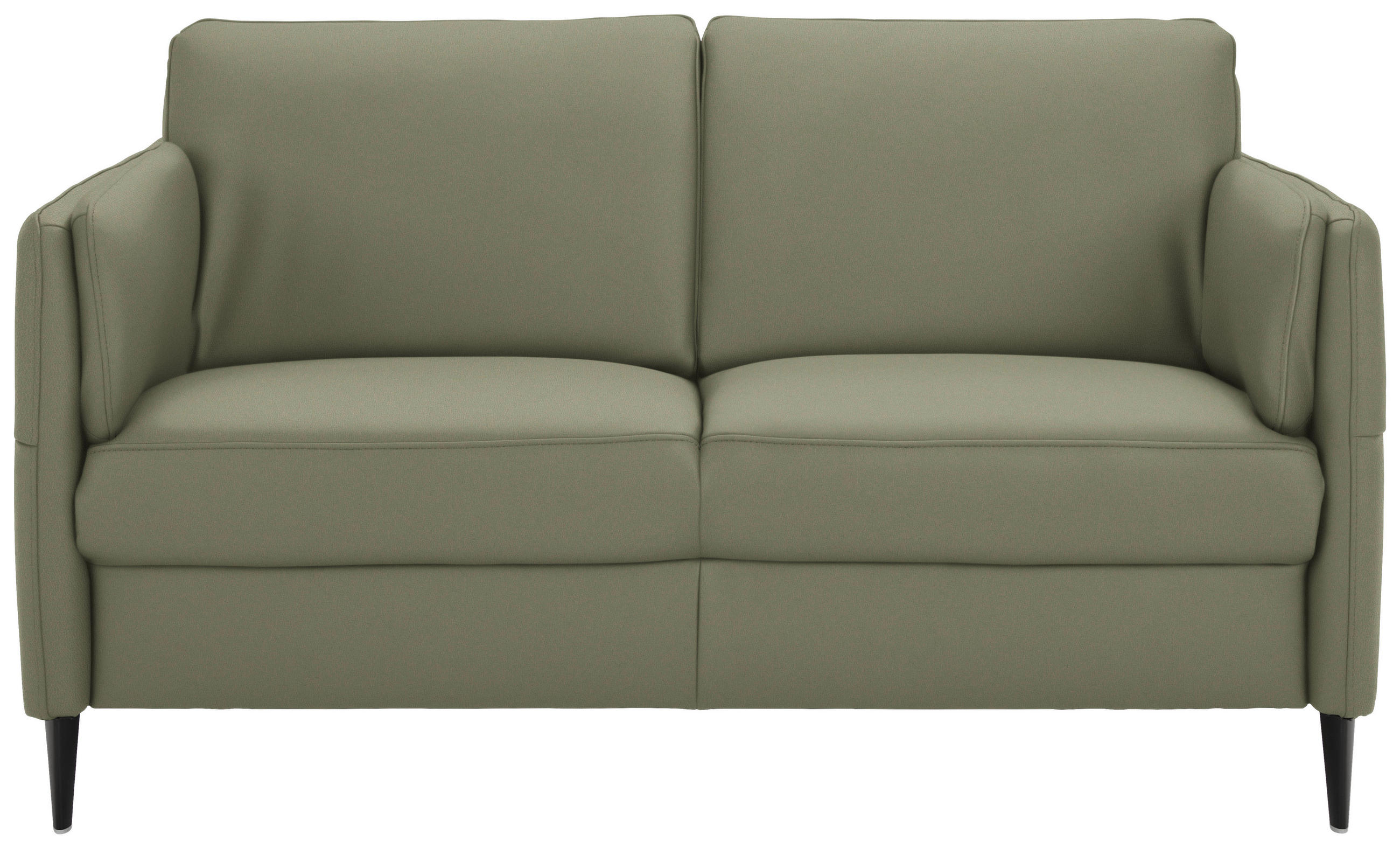 2,5-SITZER Echtleder Olivgrün  - Schwarz/Olivgrün, Design, Leder/Metall (164/84/99cm) - Dieter Knoll