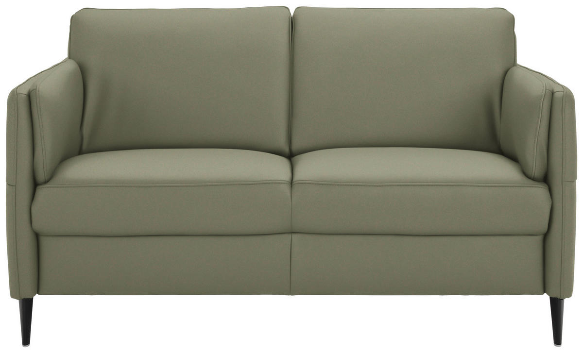 2,5-SITZER in Echtleder Olivgrün  - Schwarz/Olivgrün, Design, Leder/Metall (164/84/99cm) - Dieter Knoll