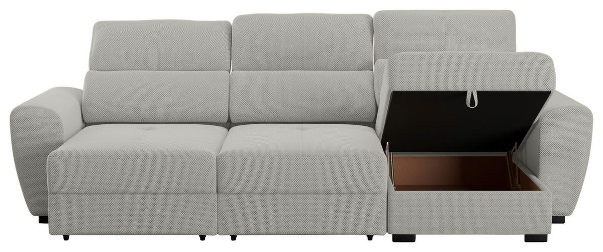 ECKSOFA in Velours Sandfarben  - Sandfarben/Schwarz, Konventionell, Kunststoff/Textil (285/177cm) - MID.YOU