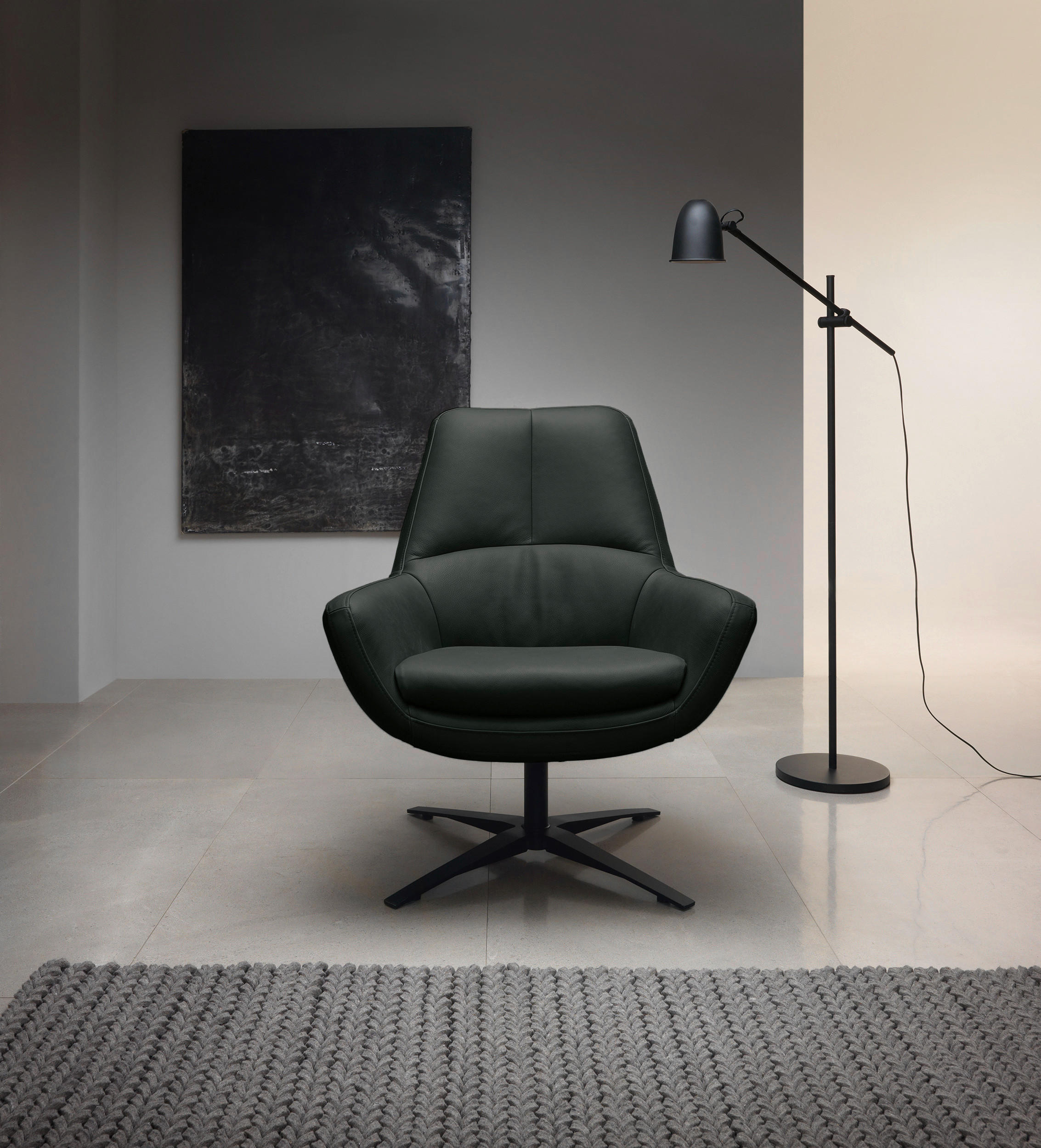 Thumbnail - Trendmanufaktur Sessel BE Organic, Schwarz, Leder, Echtleder, Anilinleder, 81x92x83 cm, Made in EU, Lederauswahl, Stoffa...