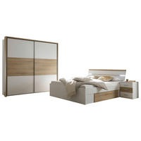 SCHLAFZIMMER Weiß, Eichefarben  - Eichefarben/Weiß, MODERN, Holzwerkstoff - Livetastic
