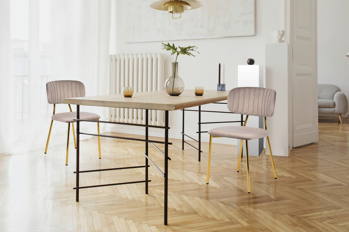 STOLSET 2 styck järn  - taupe/guldfärgad, Design, metall/plast (47/80/51cm) - Kayoom