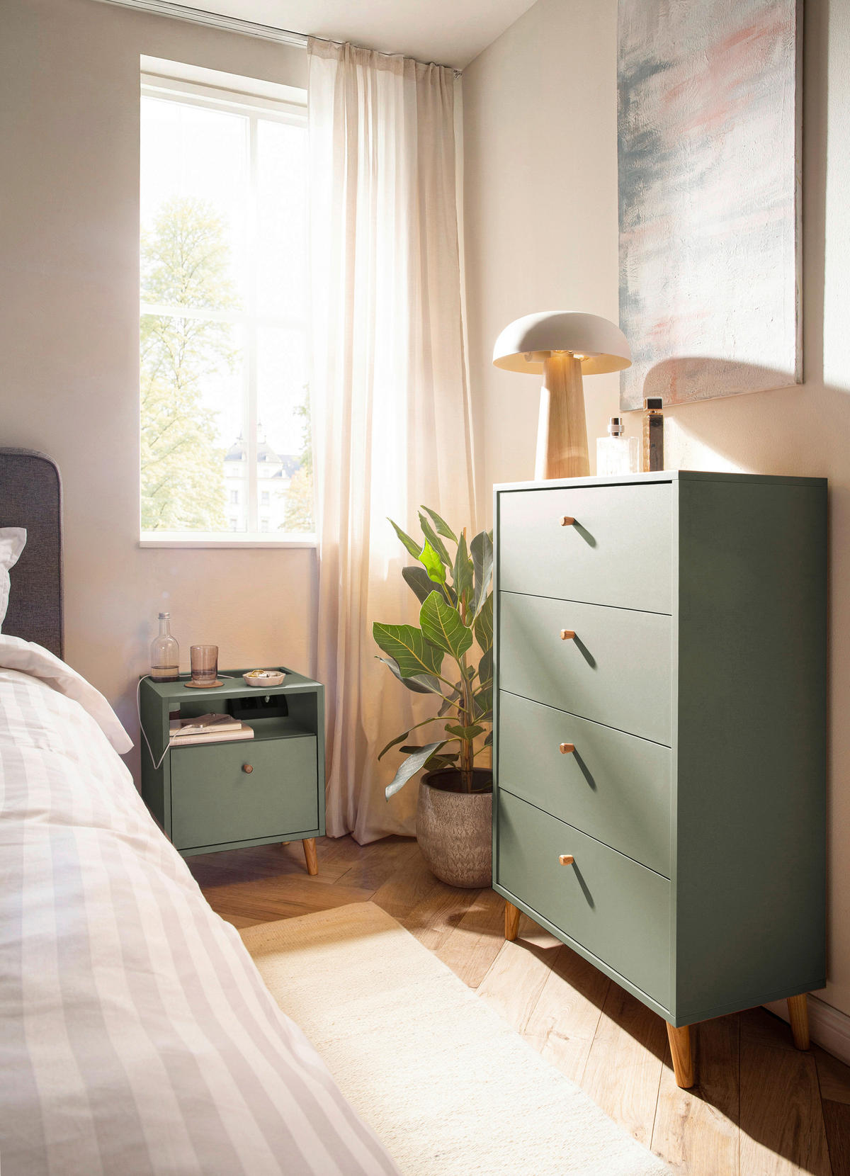 NACHTTISCH 40,2/50,1/32,7 cm  in Grün  - Grün, Design, Holz/Holzwerkstoff (40,2/50,1/32,7cm) - MID.YOU