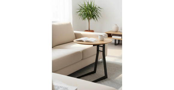 BEISTELLTISCH 45/50/50 cm Eiche furniert Schwarz, Eichefarben oval  - Eichefarben/Schwarz, Design, Holz/Holzwerkstoff (45/50/50cm) - Xora
