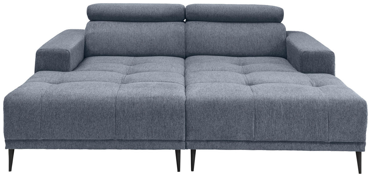 ECKSOFA in Chenille Hellblau  200/188 cm  - Schwarz/Hellblau, KONVENTIONELL, Textil/Metall (200/188cm) - Livetastic