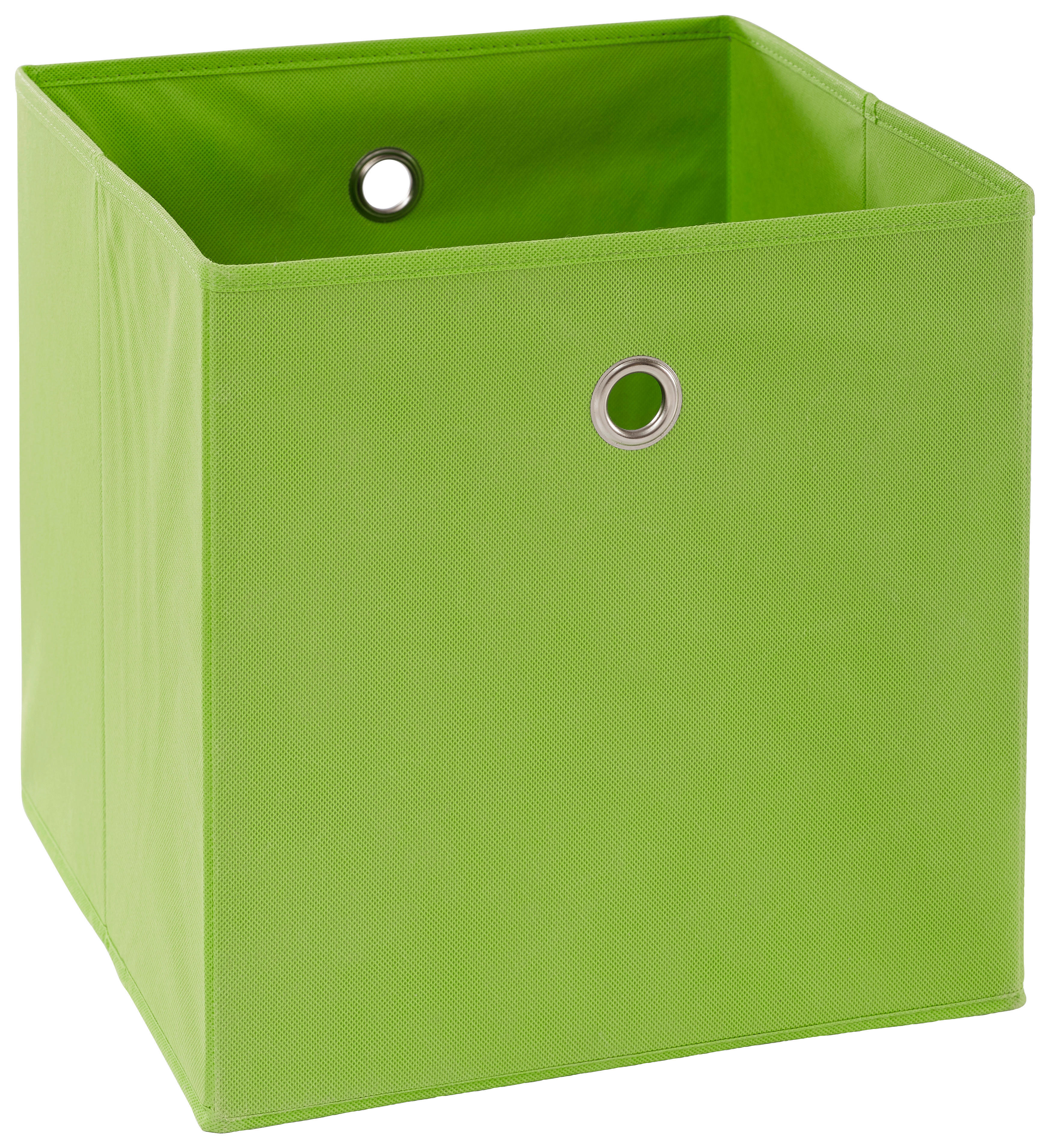 SKLADACÍ BOX, kov, textil, kartón, 32/32/32 cm - zelená/strieborná, Design, kartón/kov (32/32/32cm) - Carryhome
