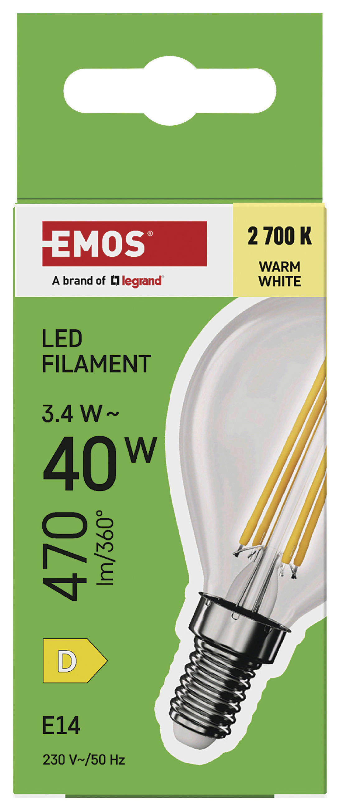 FILAMENTOVÁ LED ŽÁROVKA E14 - Basics, plast (4.5/4.5/8cm)